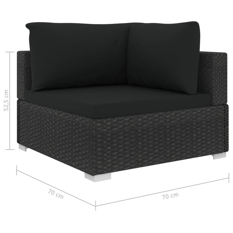 5 Piece Garden Lounge Set with Cushions Poly Rattan Black