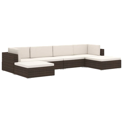 Sectional Middle Seat 1 pc with Cushions Poly Rattan Brown