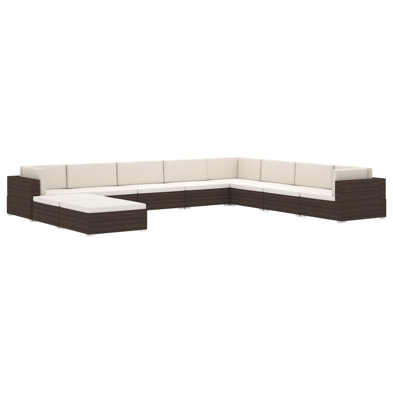 Sectional Middle Seat 1 pc with Cushions Poly Rattan Brown