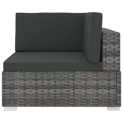 Sectional Corner Chair 1 pc with Cushions Poly Rattan Grey