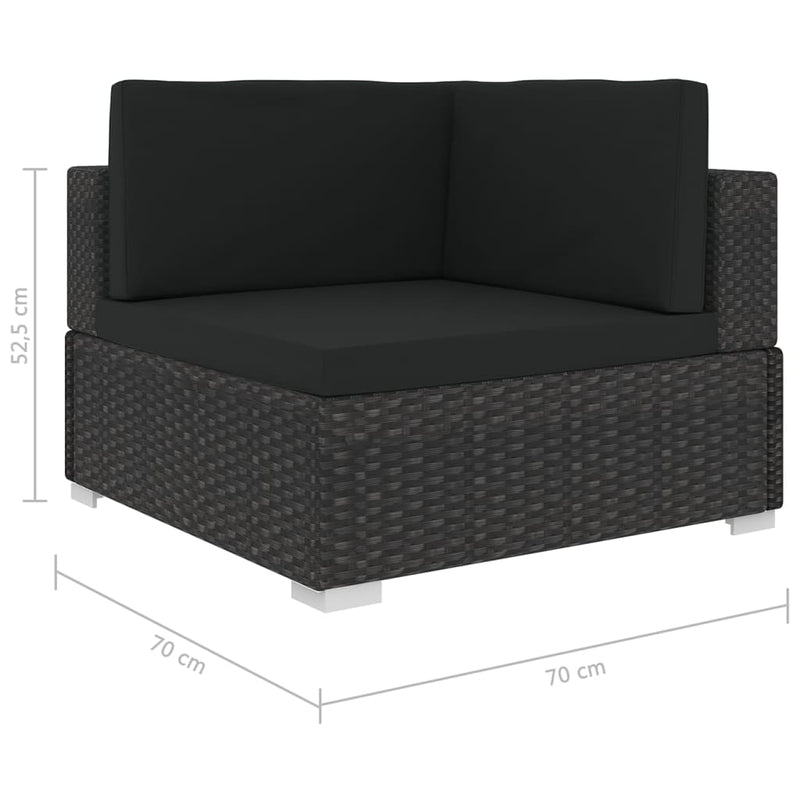 Sectional Corner Chair 1 pc with Cushions Poly Rattan Black