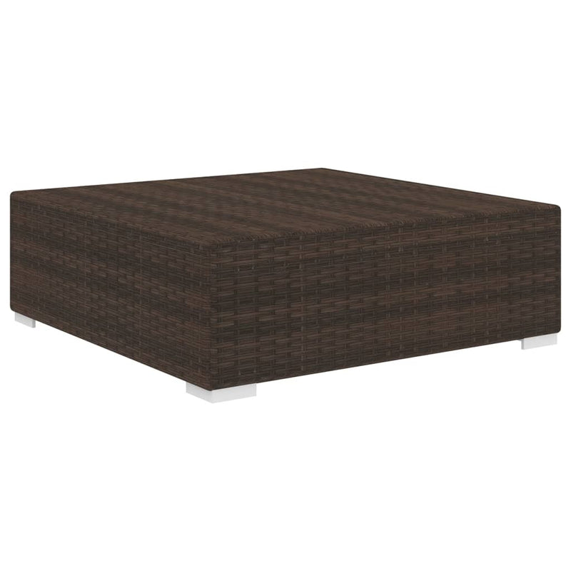 Sectional Footrest 1 pc with Cushion Poly Rattan Brown