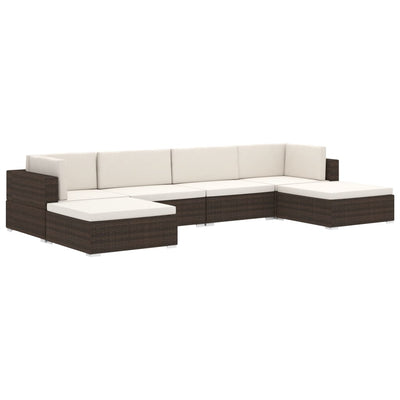 Sectional Footrest 1 pc with Cushion Poly Rattan Brown