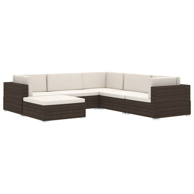 Sectional Footrest 1 pc with Cushion Poly Rattan Brown