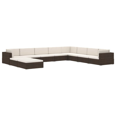 Sectional Footrest 1 pc with Cushion Poly Rattan Brown