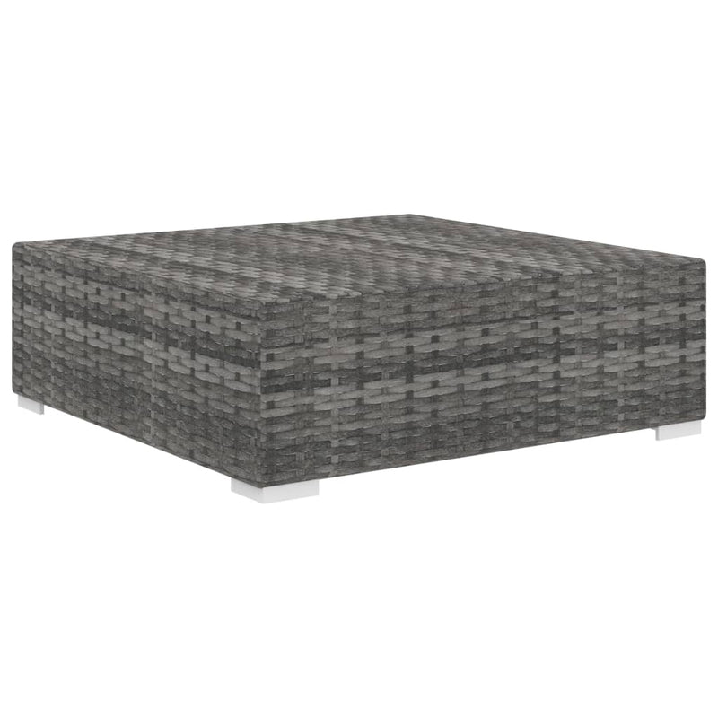 Sectional Footrest 1 pc with Cushion Poly Rattan Grey