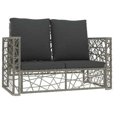 2 Piece Garden Lounge Set with Cushions Poly Rattan Grey