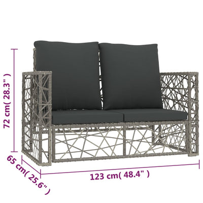 2 Piece Garden Lounge Set with Cushions Poly Rattan Grey