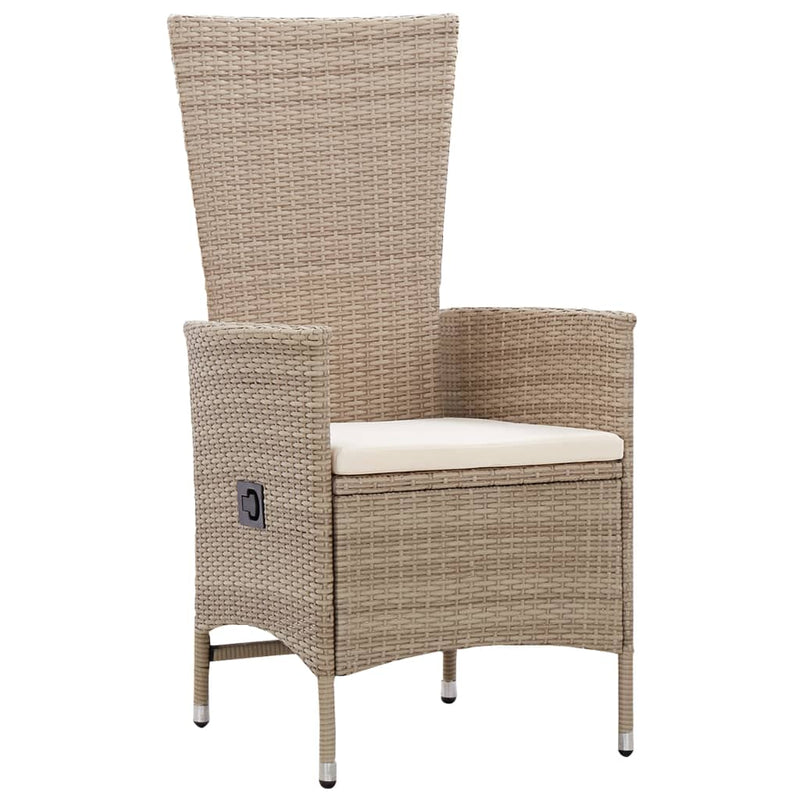 Outdoor Chairs 2 pcs with Cushions Poly Rattan Beige