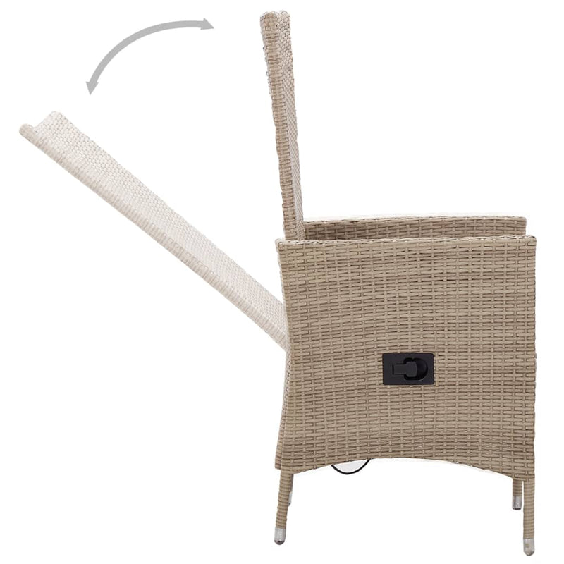 Outdoor Chairs 2 pcs with Cushions Poly Rattan Beige