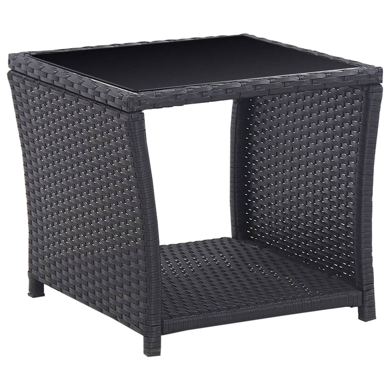 3 Piece Bistro Set with Cushions Poly Rattan Black