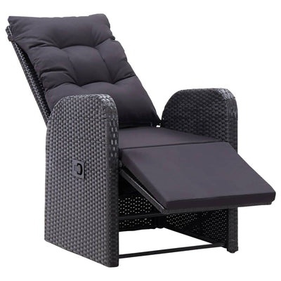 3 Piece Bistro Set with Cushions Poly Rattan Black