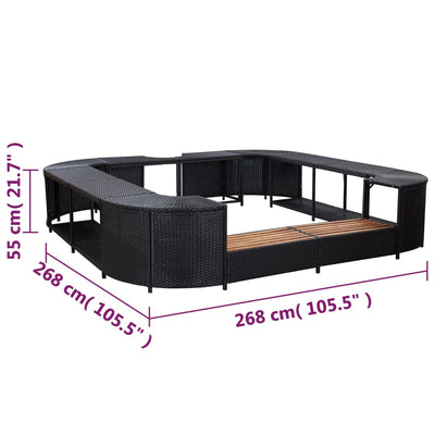 Square Spa Surround Black 268 x 268 x 55 cm Poly Rattan