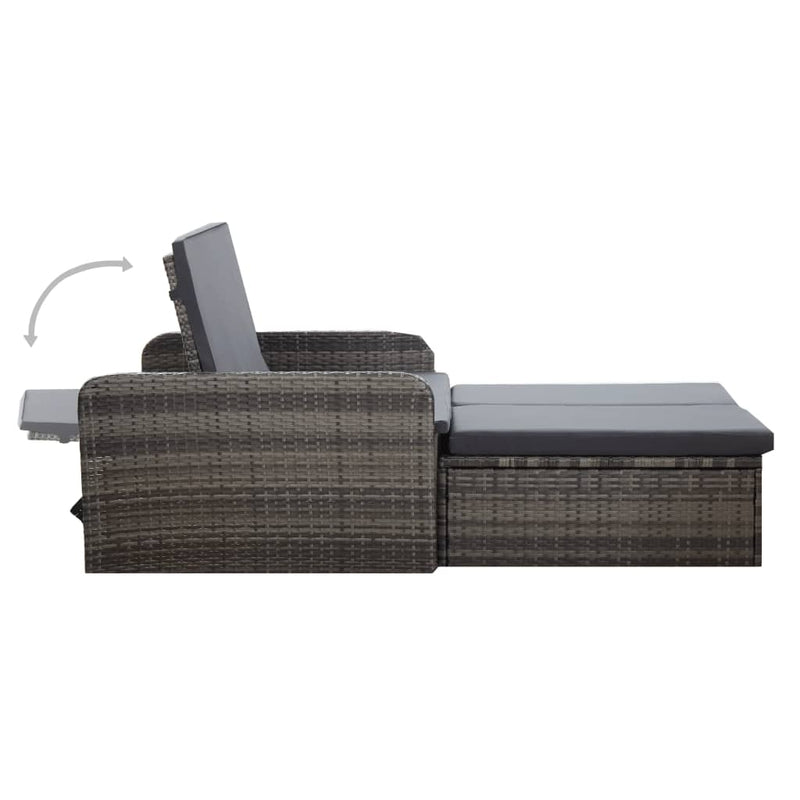 2 Piece Garden Lounge Set with Cushions Poly Rattan Grey