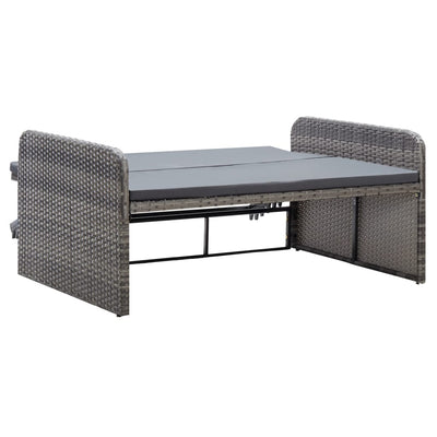 2 Piece Garden Lounge Set with Cushions Poly Rattan Grey