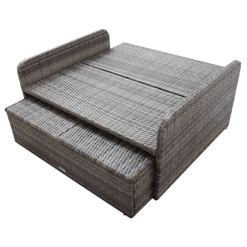 2 Piece Garden Lounge Set with Cushions Poly Rattan Grey