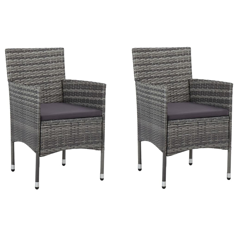 Garden Dining Chairs 2 pcs Poly Rattan Grey