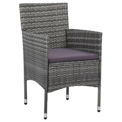 Garden Dining Chairs 2 pcs Poly Rattan Grey