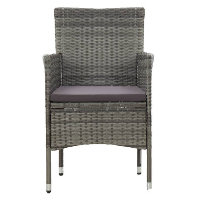 Garden Dining Chairs 2 pcs Poly Rattan Grey