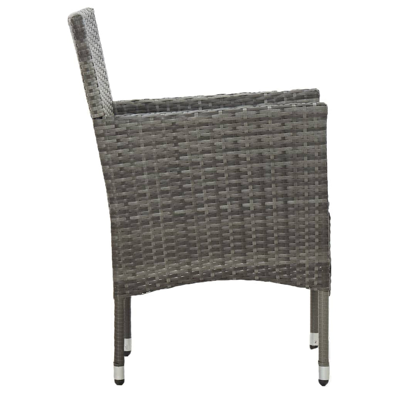 Garden Dining Chairs 2 pcs Poly Rattan Grey