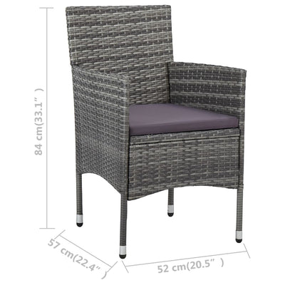 Garden Dining Chairs 2 pcs Poly Rattan Grey