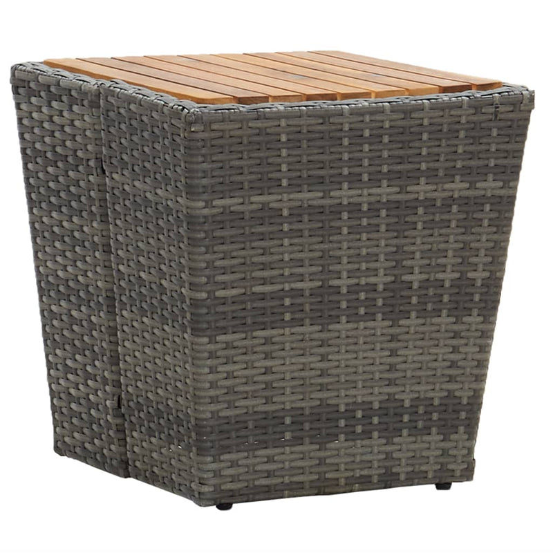 Tea Table Grey 41.5x41.5x43 cm Poly Rattan and Solid Acacia Wood