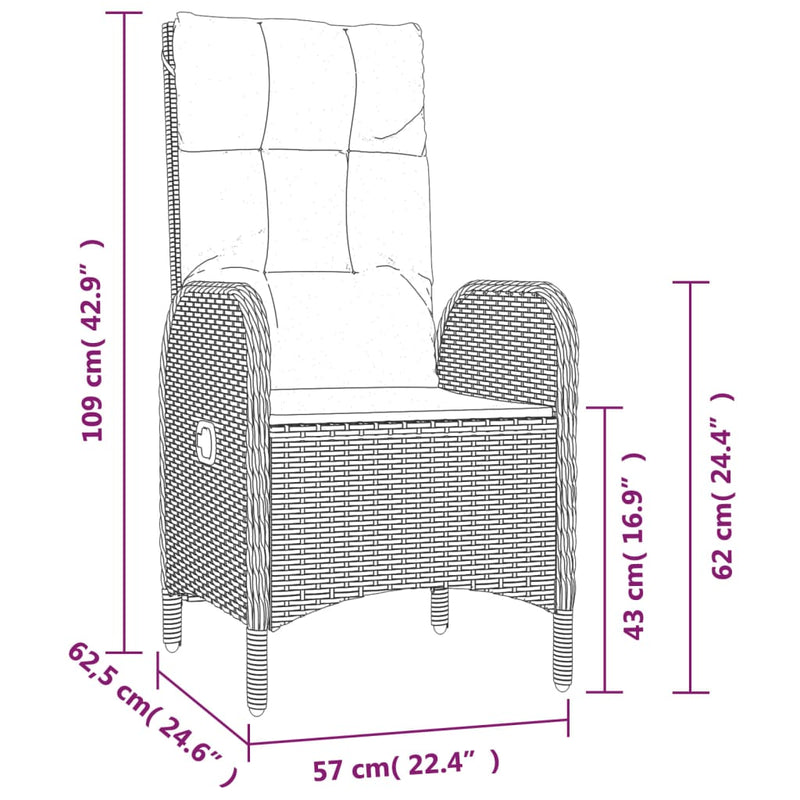 Outdoor Chairs 2 pcs Poly Rattan Grey