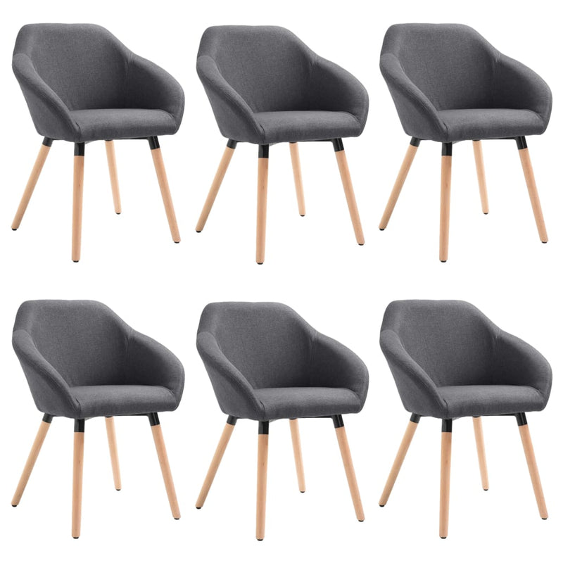 Dining Chairs 6 pcs Dark Grey Fabric