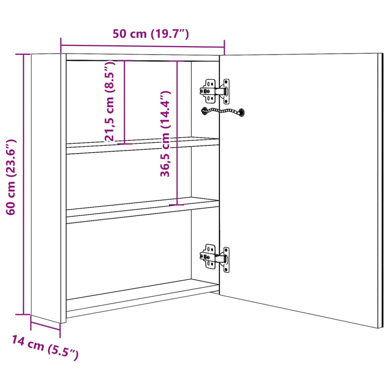 LED Bathroom Mirror Cabinet 50x13.5x60 cm