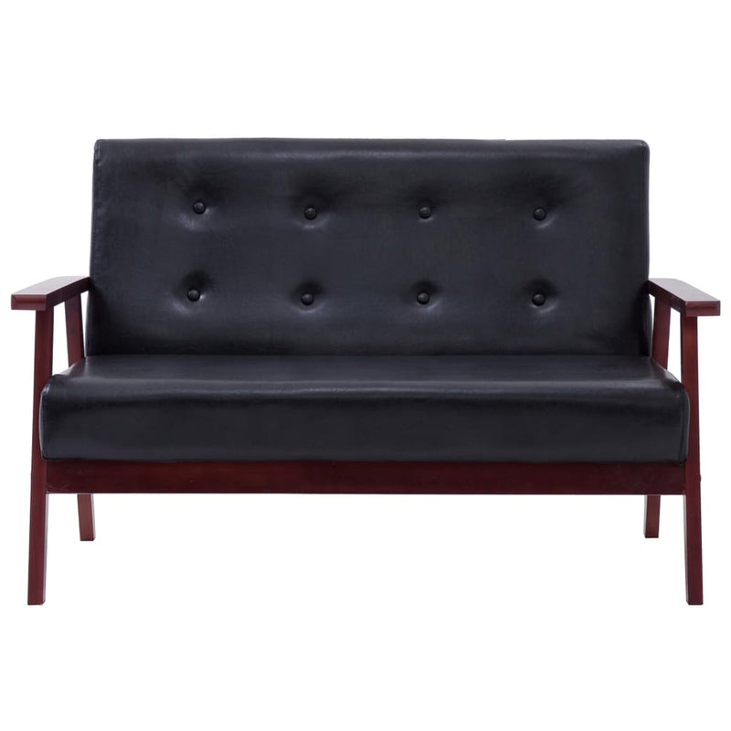 Sofa Set 2 Piece Black Faux Leather