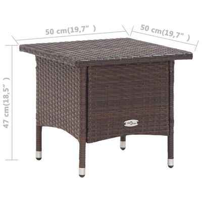 Tea Table Brown 50x50x47 cm Poly Rattan