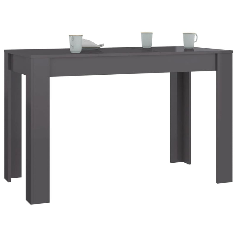 Dining Table High Gloss Grey 120x60x76 cm Engineered Wood