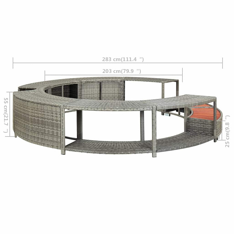 Hot Tub Surround Grey Poly Rattan