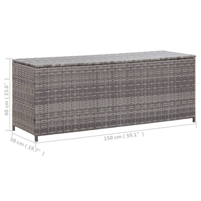 Garden Storage Box Grey 150x50x60 cm Poly Rattan