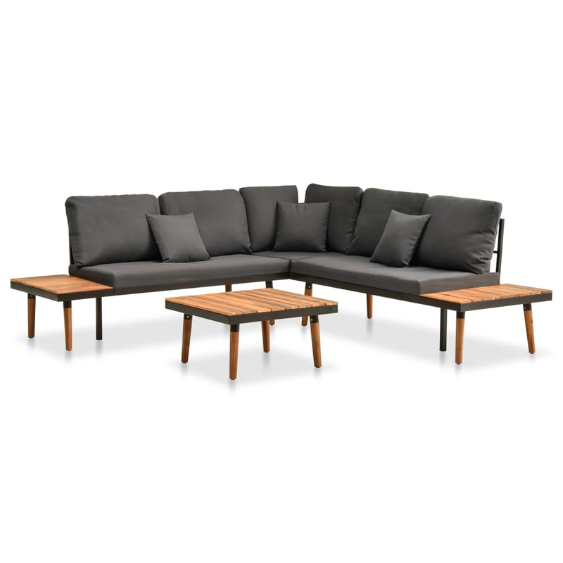 4 Piece Garden Lounge Set with Cushions Solid Acacia Wood