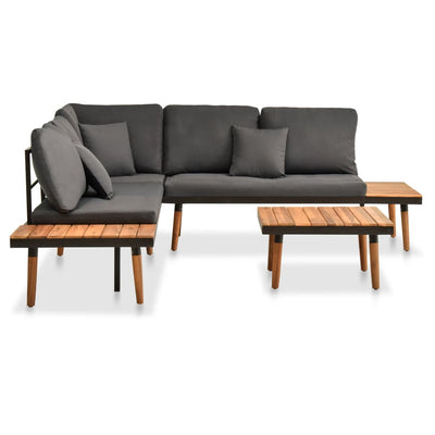 4 Piece Garden Lounge Set with Cushions Solid Acacia Wood