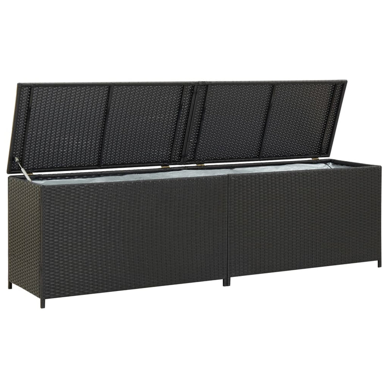 Garden Storage Box Poly Rattan 200x50x60 cm Black