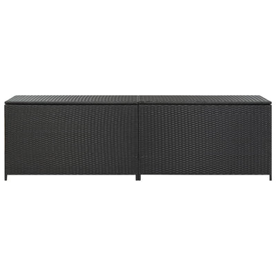 Garden Storage Box Poly Rattan 200x50x60 cm Black