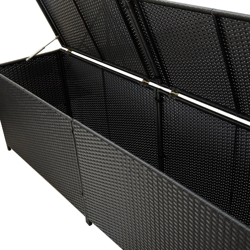 Garden Storage Box Poly Rattan 200x50x60 cm Black