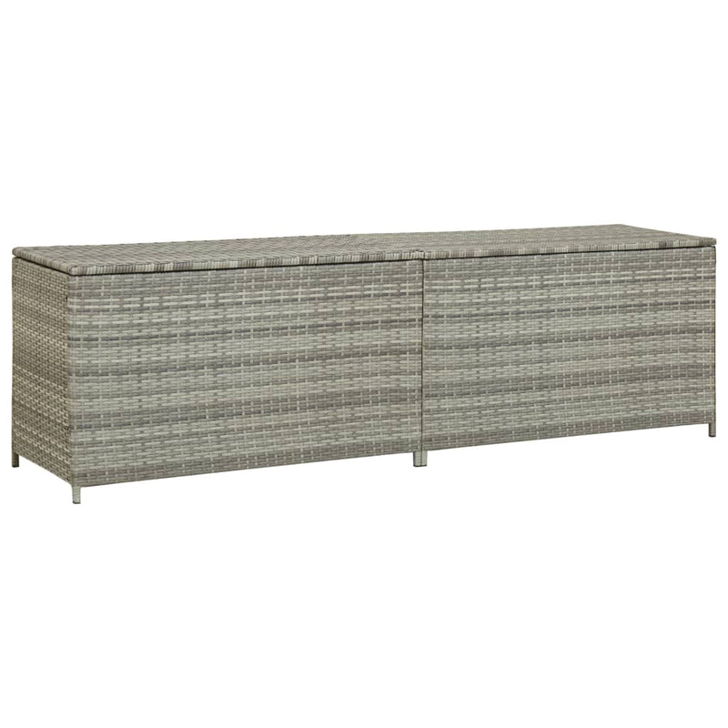 Garden Storage Box Poly Rattan 200x50x60 cm Grey