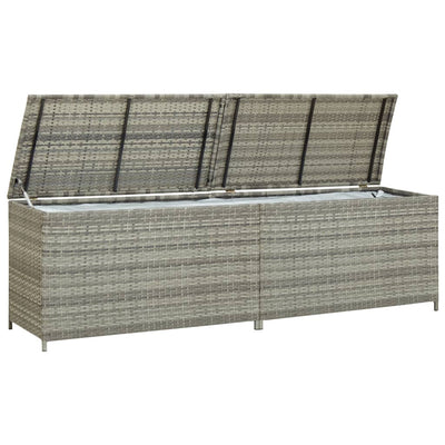 Garden Storage Box Poly Rattan 200x50x60 cm Grey