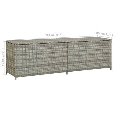 Garden Storage Box Poly Rattan 200x50x60 cm Grey