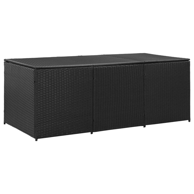 Garden Storage Box Poly Rattan 180x90x70 cm Black