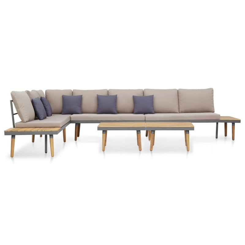 7-Seater Garden Lounge Set with Cushions Solid Acacia Wood Brown