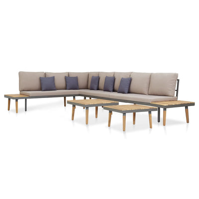 7-Seater Garden Lounge Set with Cushions Solid Acacia Wood Brown