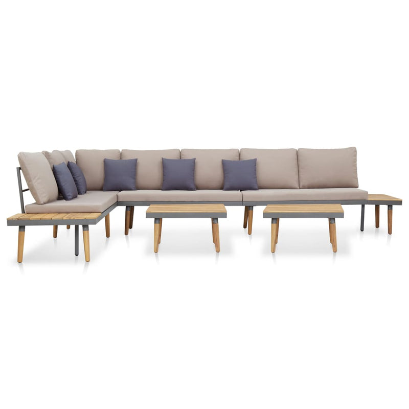 7-Seater Garden Lounge Set with Cushions Solid Acacia Wood Brown