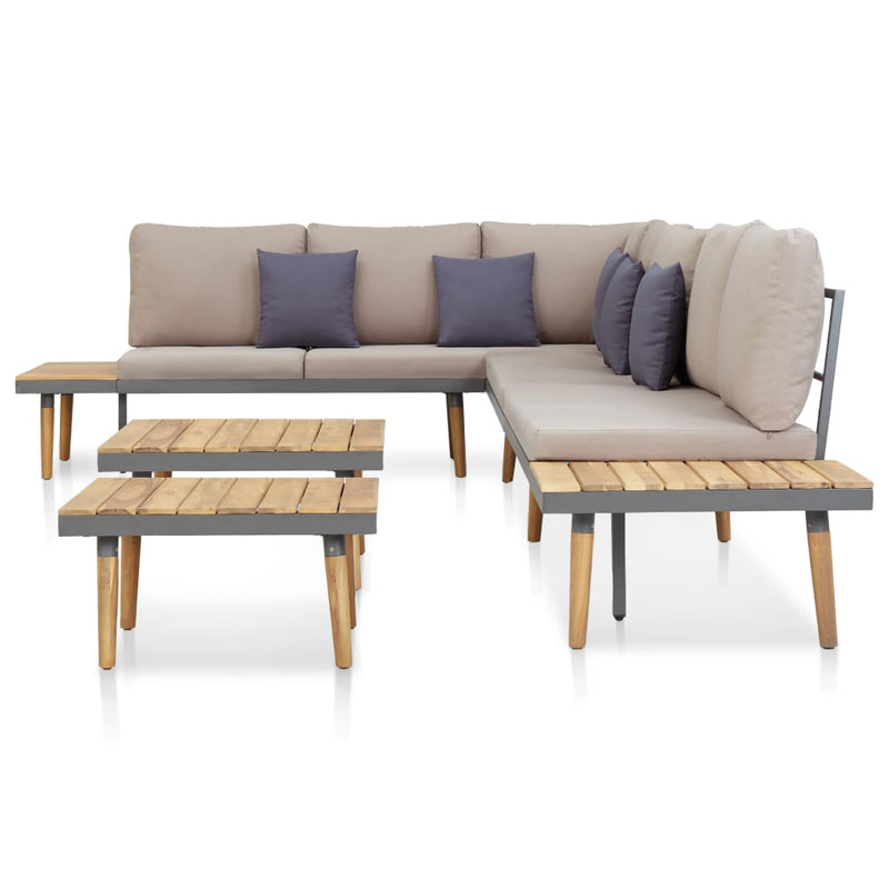 7-Seater Garden Lounge Set with Cushions Solid Acacia Wood Brown