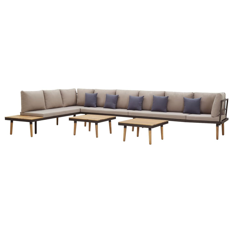 8-Seater Garden Lounge Set with Cushions Solid Acacia Wood