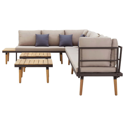 8-Seater Garden Lounge Set with Cushions Solid Acacia Wood