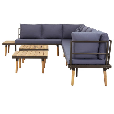 8-Seater Garden Lounge Set with Cushions Solid Acacia Wood